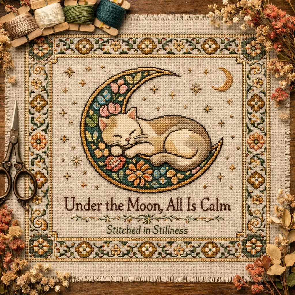 Moonlit Cat Cross-Stitch Kit