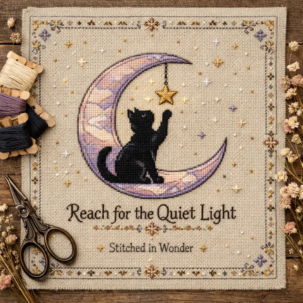 Moon Cat Cross-Stitch Kit