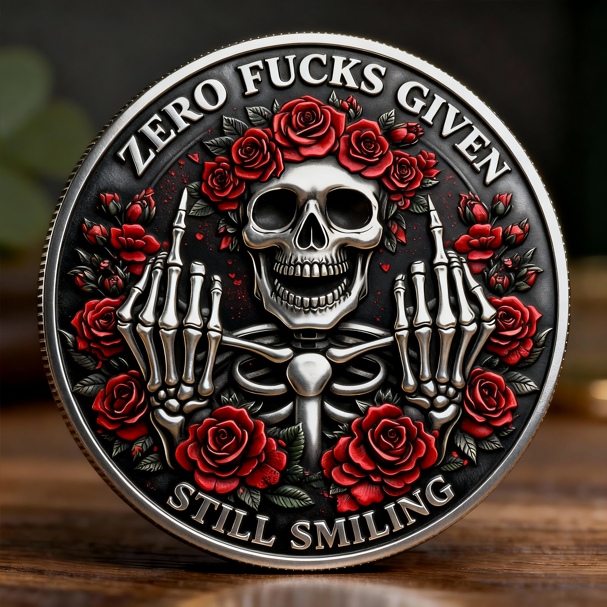 🏆Flash Sale 60% OFF-“Zero Fucks Given” Skull & Rose Commemorative Coin