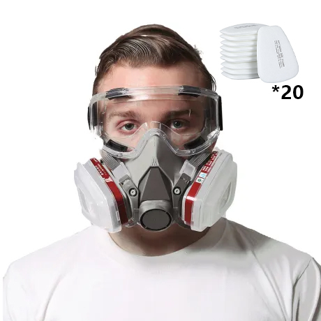 Gas Mask+ Safety Goggles + Filter Cartridges