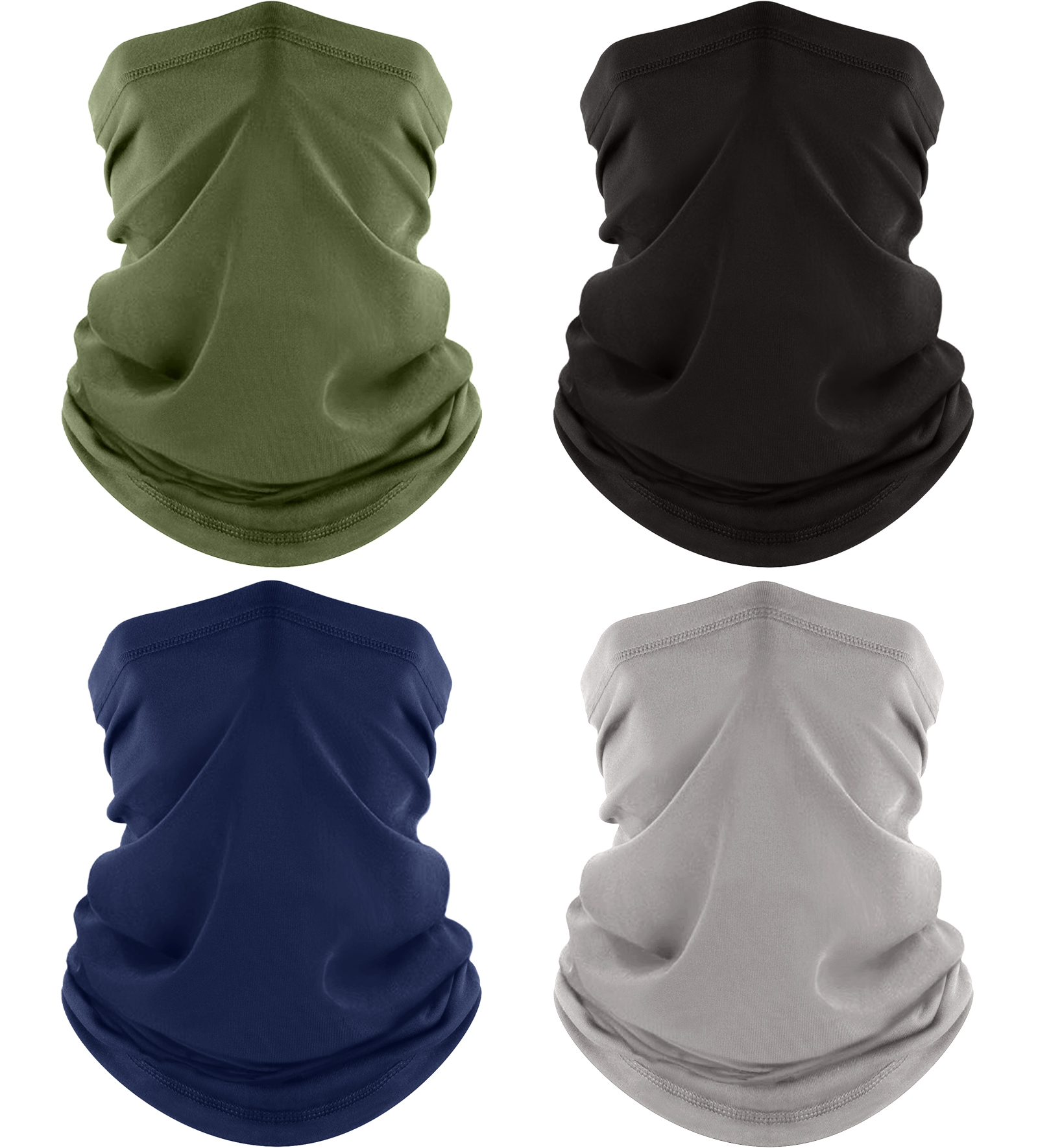 4 Pack Neck Gaiter, Cooling Breathable Face Mask UV Protection Scarf Hiking Bandana for Men/Women
