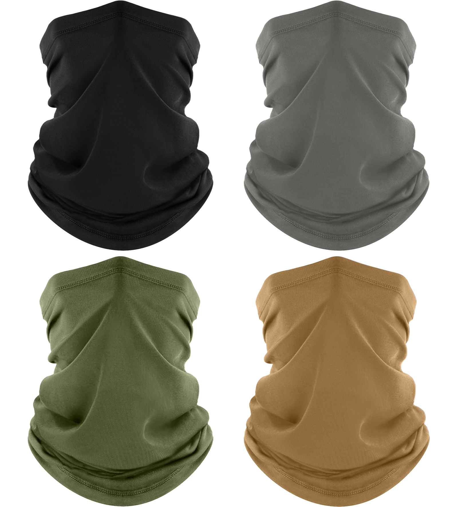 4 Pack Neck Gaiter, Cooling Breathable Face Mask UV Protection Scarf Hiking Bandana for Men/Women