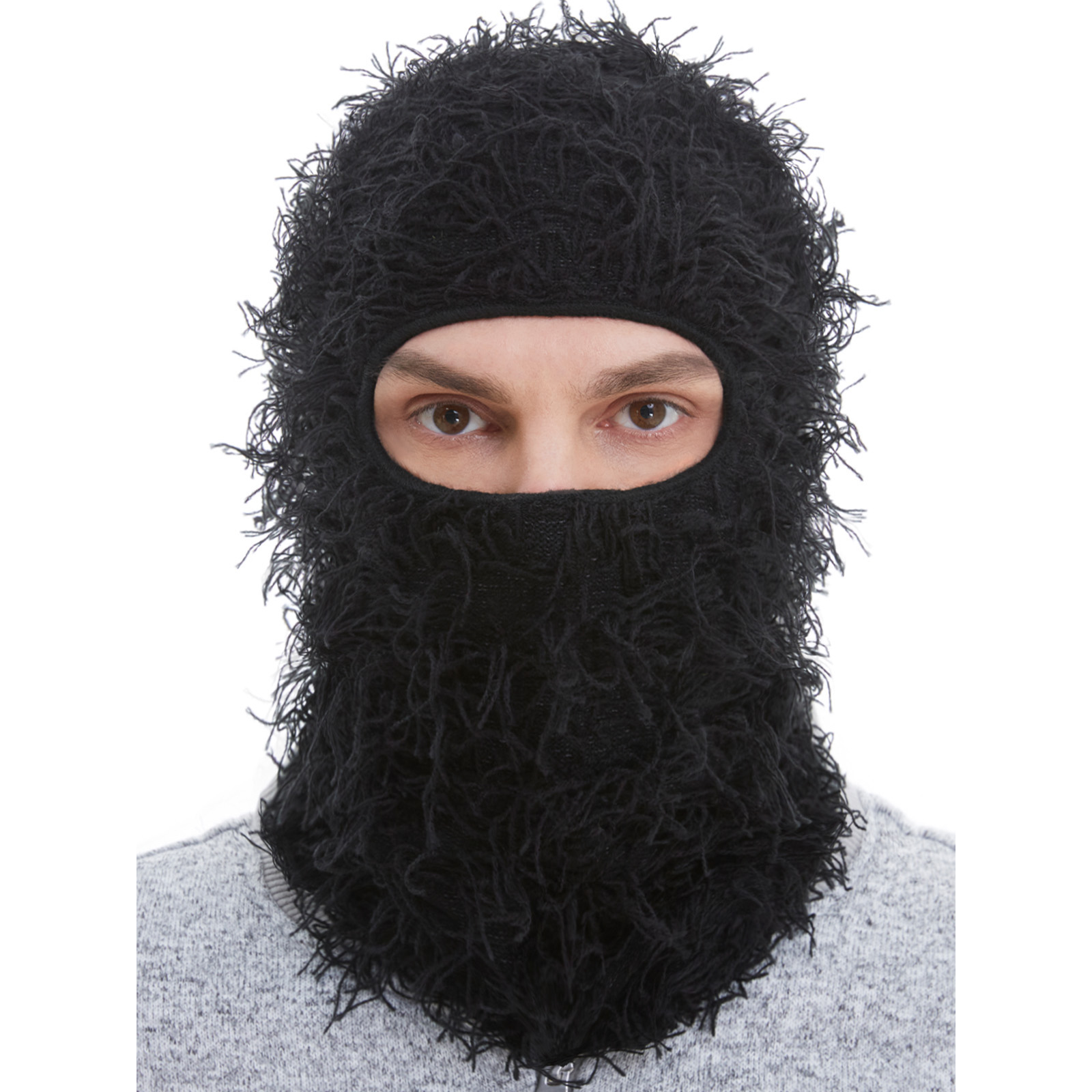 Distressed Ski Mask Balaclava, Yeat Shiesty Fluffy Knitted Full Face Mask for Men/Women