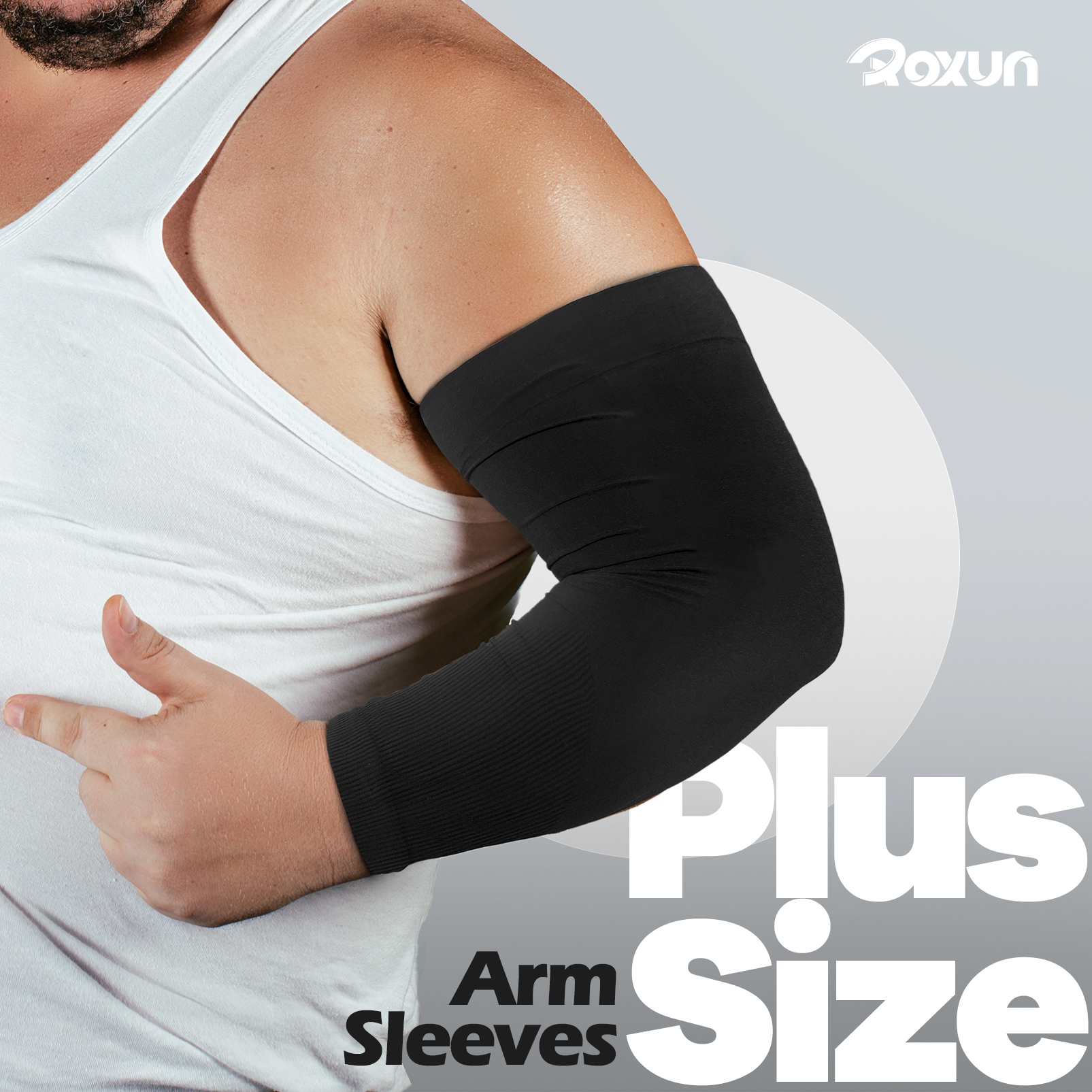 Plus Size Arm Sleeves, UV Sun Protection Cooling Sports Arm Cover Compression for Men/Women