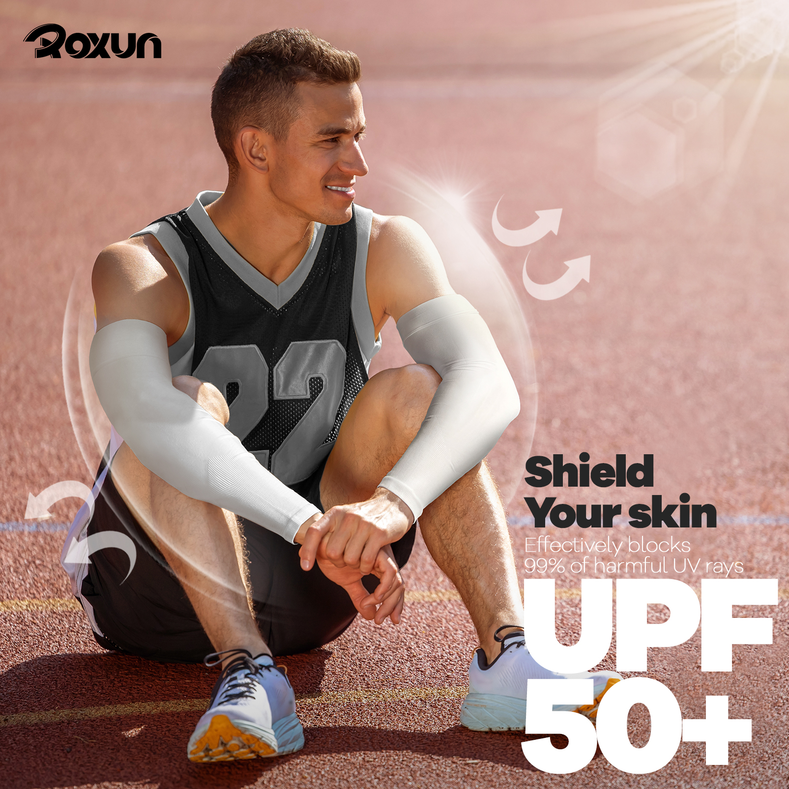 Plus Size Arm Sleeves, UV Sun Protection Cooling Sports Arm Cover Compression for Men/Women