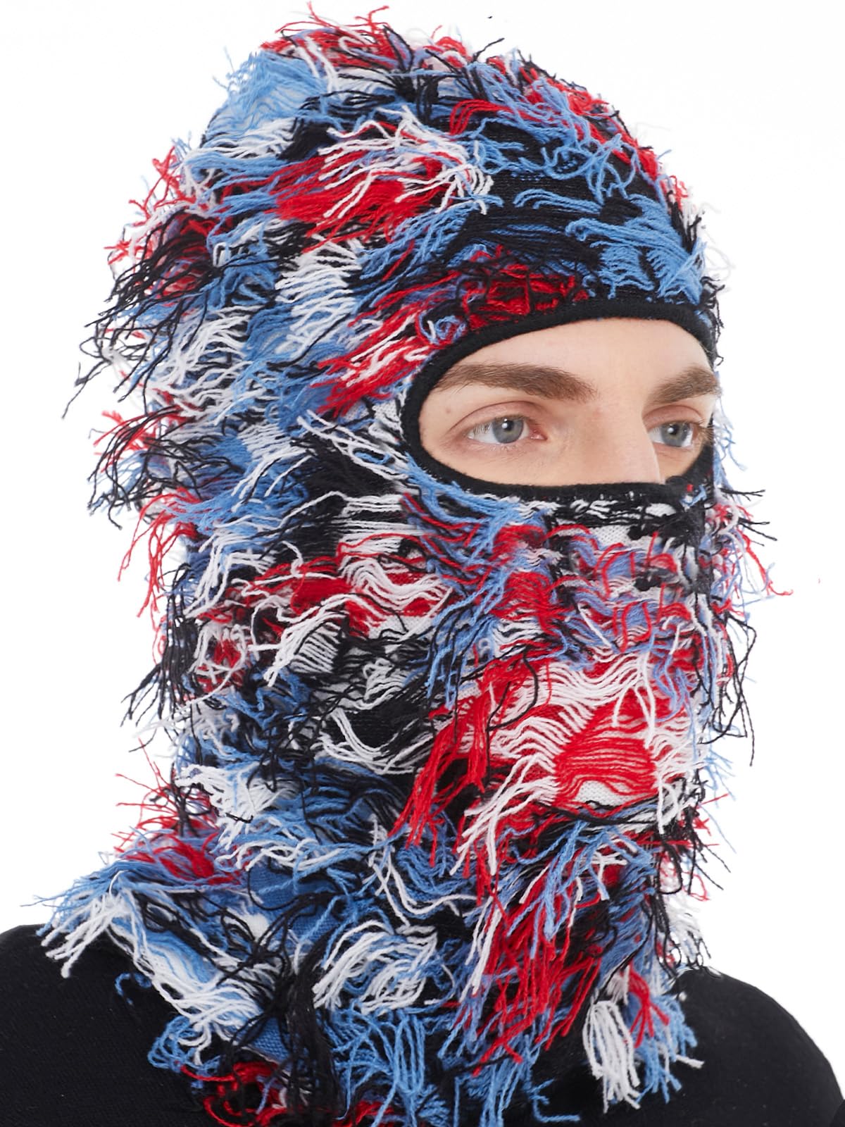 Distressed Ski Mask Balaclava, Yeat Shiesty Fluffy Knitted Full Face Mask for Men/Women
