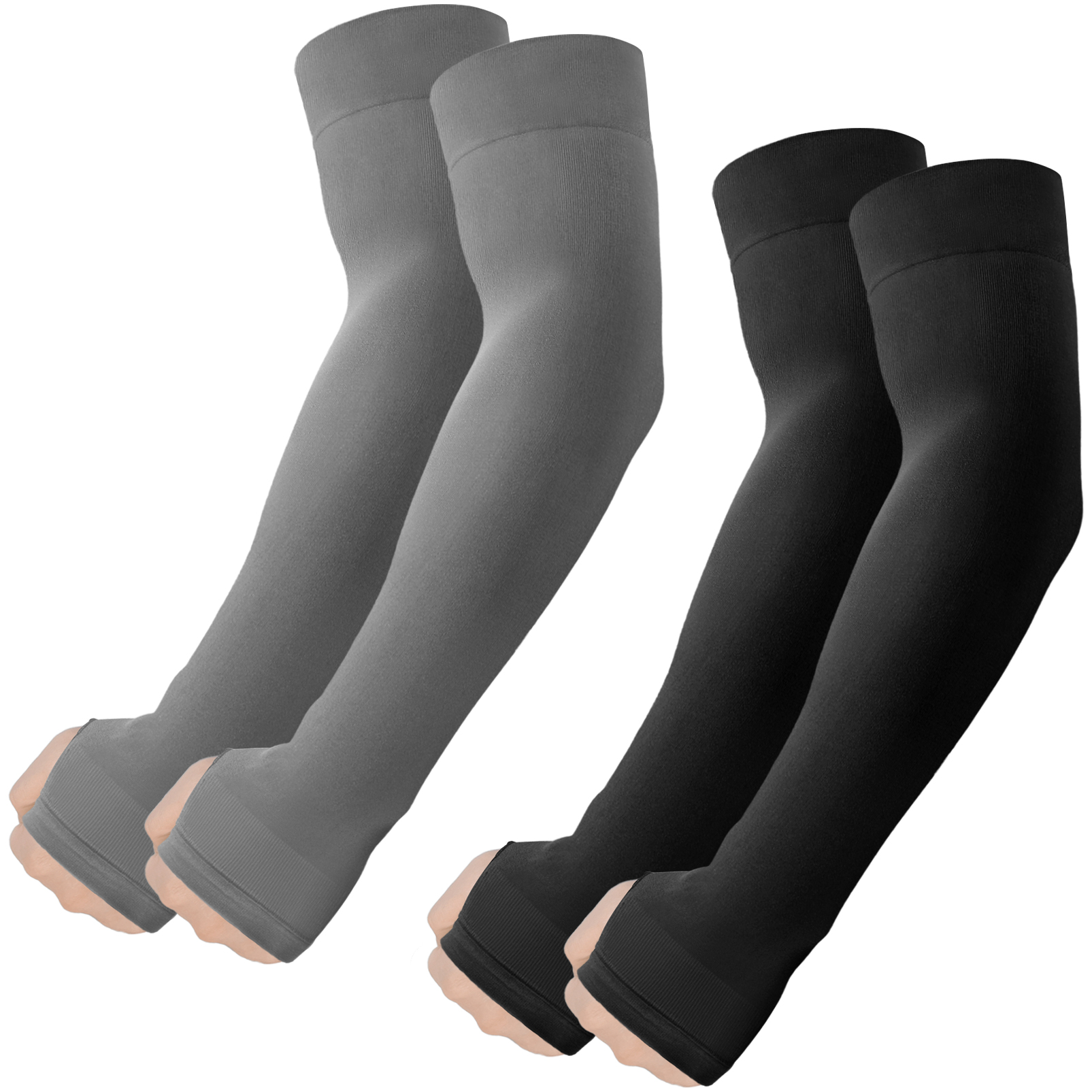 Arm Sleeves with Thumb Hole, Cooling UV Protection Compression Tattoo Cover Up for Men/Women