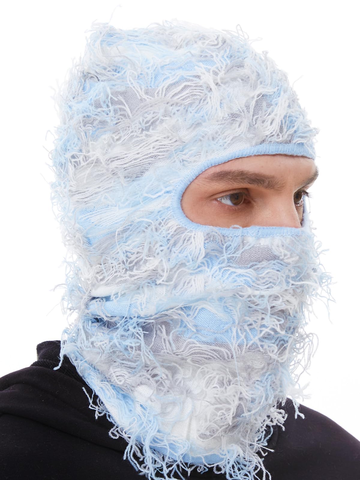 Distressed Ski Mask Balaclava, Yeat Shiesty Fluffy Knitted Full Face Mask for Men/Women