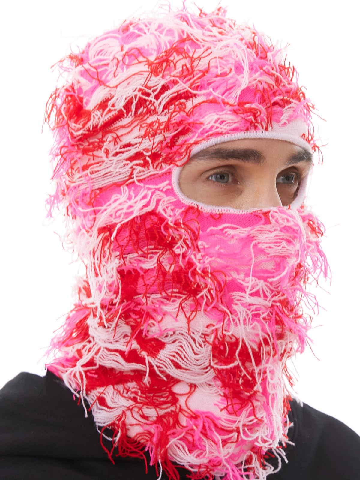 Distressed Ski Mask Balaclava, Yeat Shiesty Fluffy Knitted Full Face Mask for Men/Women
