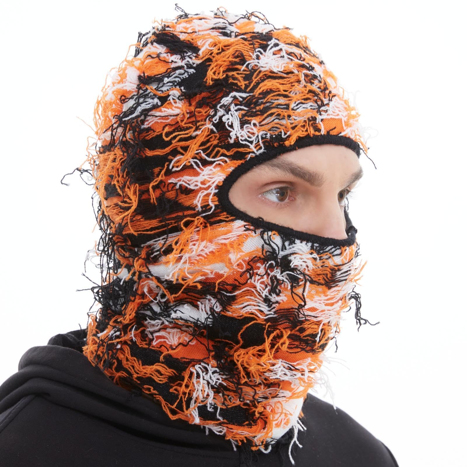 Distressed Ski Mask Balaclava, Yeat Shiesty Fluffy Knitted Full Face Mask for Men/Women