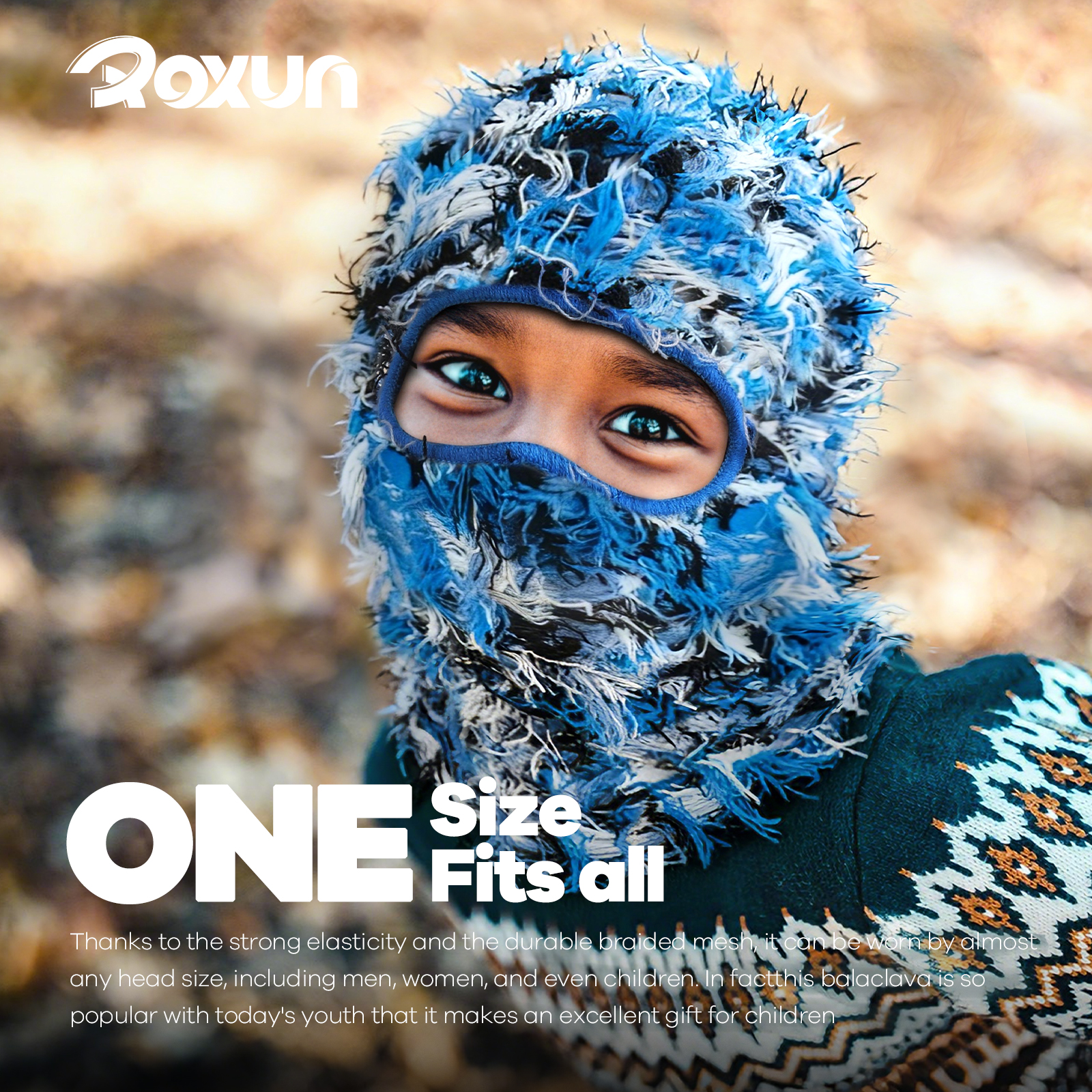 Distressed Ski Mask Balaclava, Yeat Shiesty Fluffy Knitted Full Face Mask for Men/Women