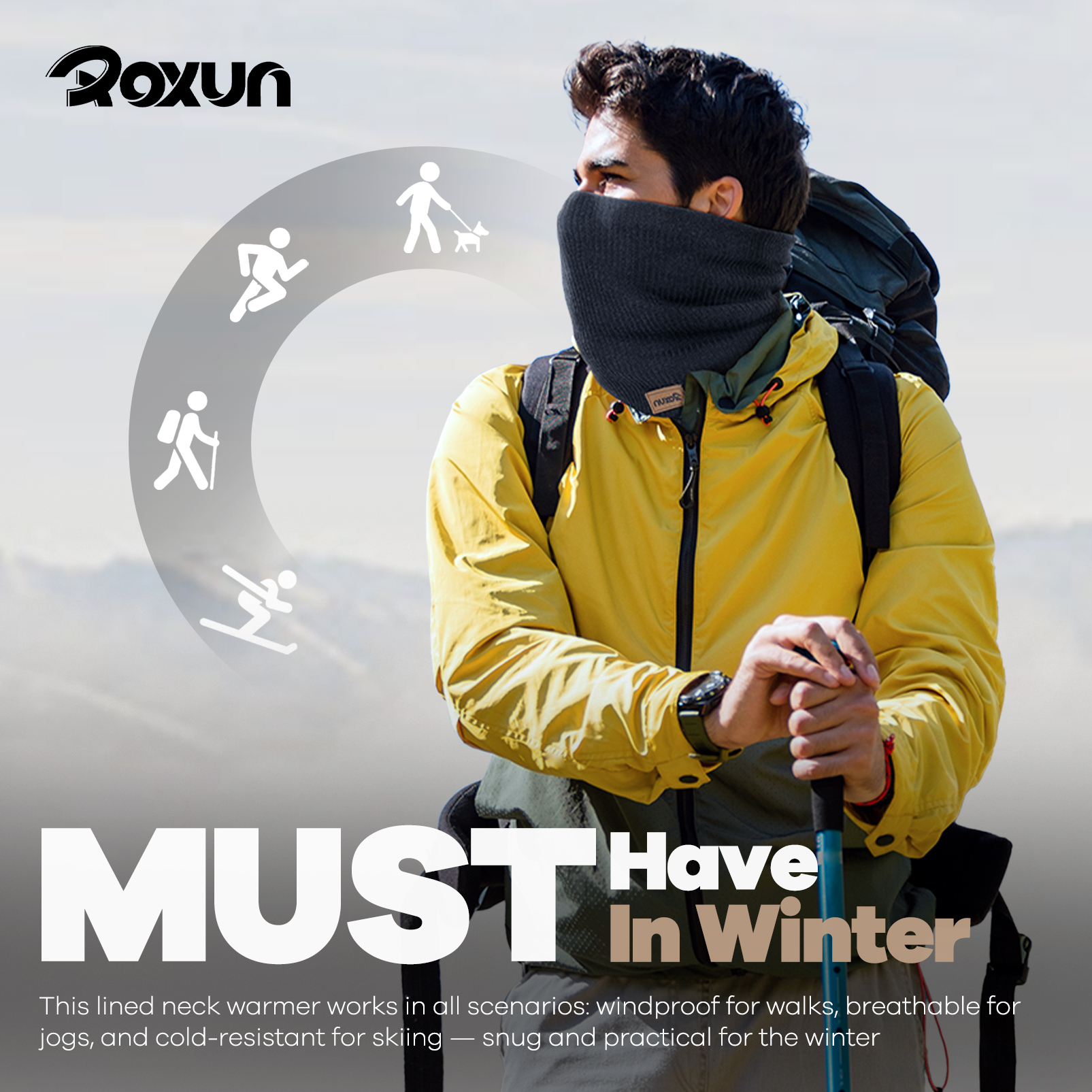 Winter Neck Gaiter, Neck Warmer Cover Ski Gaiters for Men/Women Fleece Thick Elegant Stylish