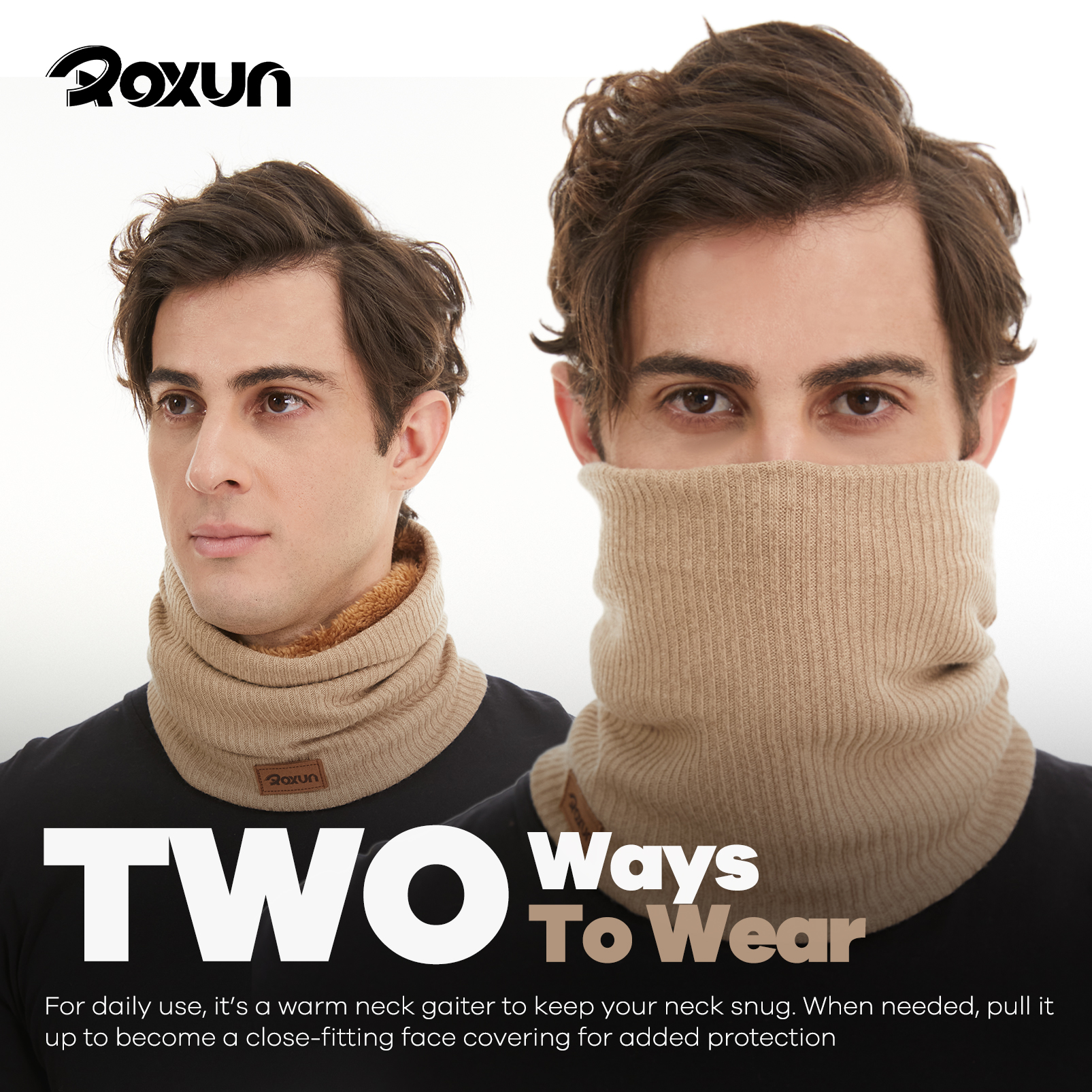 Winter Neck Gaiter, Neck Warmer Cover Ski Gaiters for Men/Women Fleece Thick Elegant Stylish