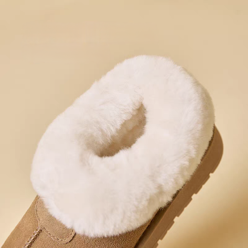 Winter New Snow Boots - Sheepskin & Fur Lined Cotton Shoes