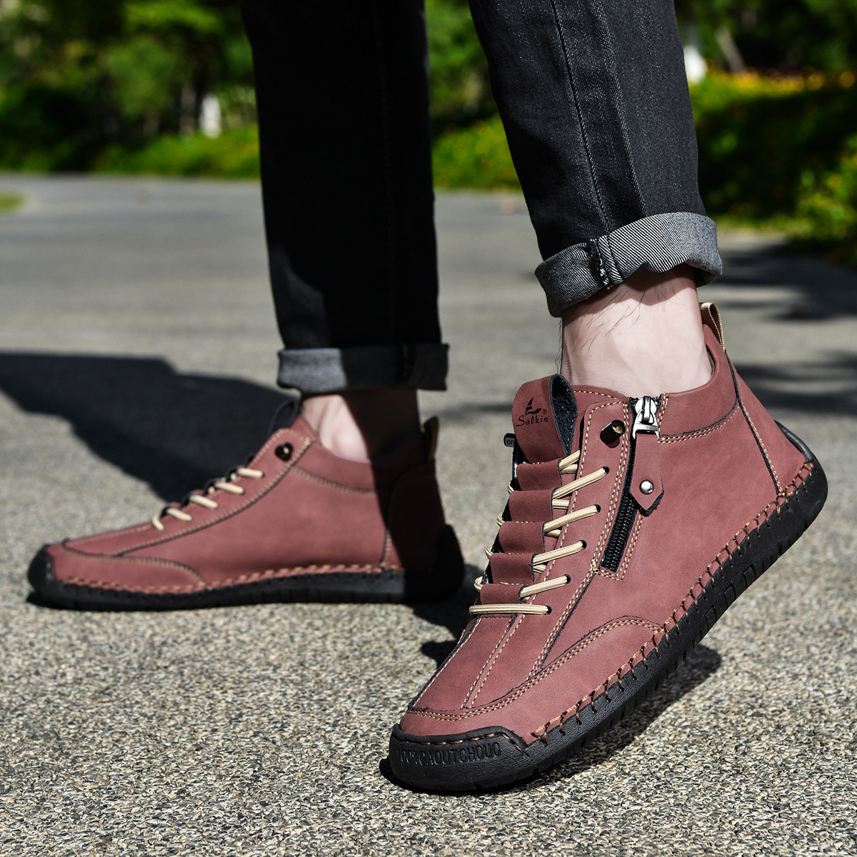 (🔥 Sconto del 50% - Non lasciartelo sfuggire!)Scarpe in Pelle "Zero Fatica": Zip Laterale, Supporto Plantare e suola antiscivolo – il design ergonomico allevia la fatica.