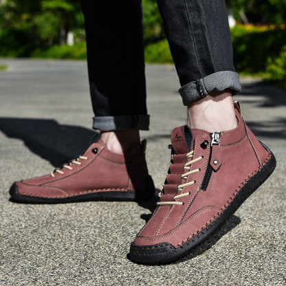 (🔥 Sconto del 50% - Non lasciartelo sfuggire!)Scarpe in Pelle "Zero Fatica": Zip Laterale, Supporto Plantare e suola antiscivolo – il design ergonomico allevia la fatica.