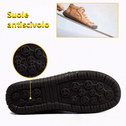 🔥 Sconto del 50% | Scarpe in pregiata pelle di vitello: supporto plantare, impermeabili e antiscivolo. Cammina in tutta comodità!
