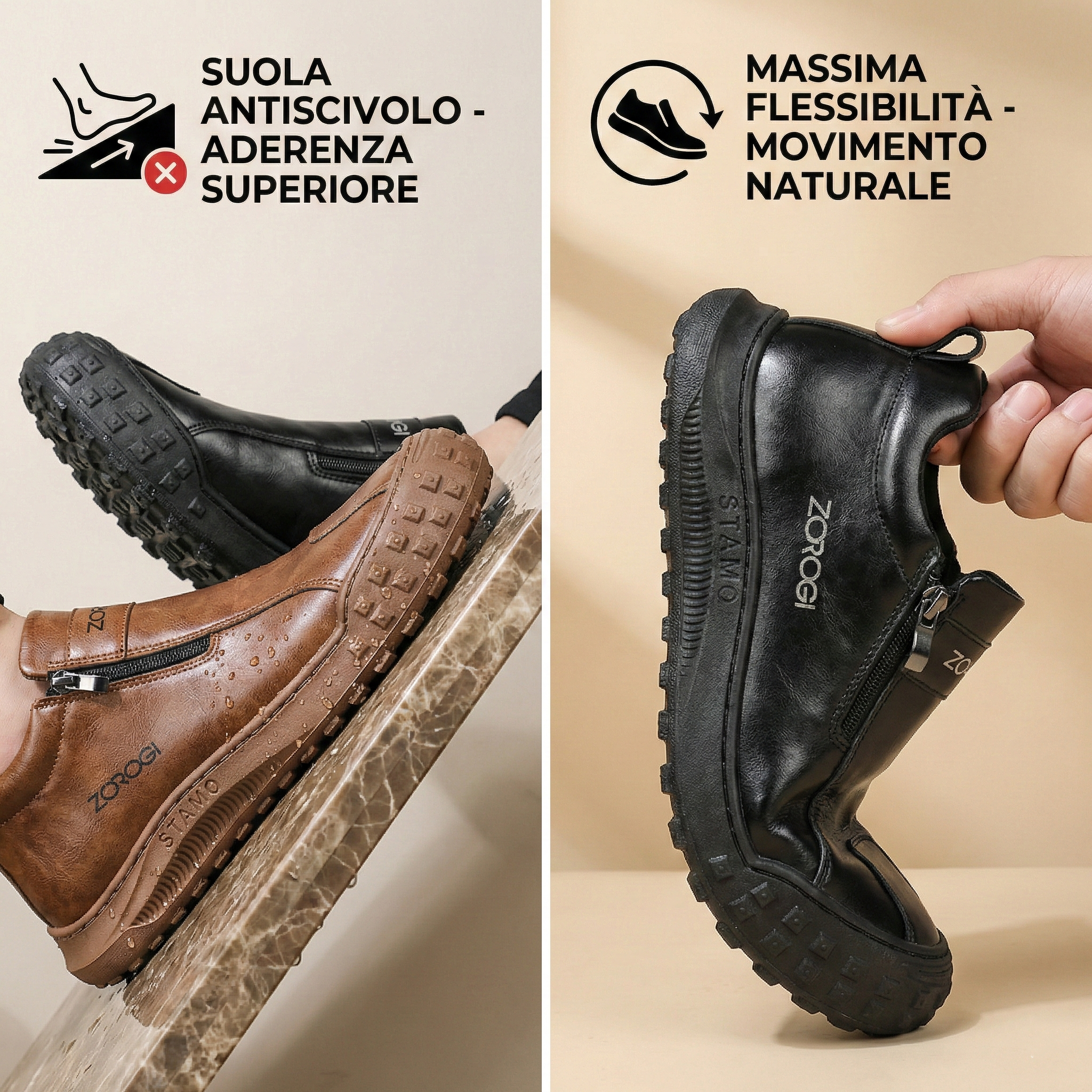 (🔥50% di sconto⏰)Scarpe Uomo Comfort con Zip Laterale - Design Ergonomico e Suola Morbida Antiscivolo