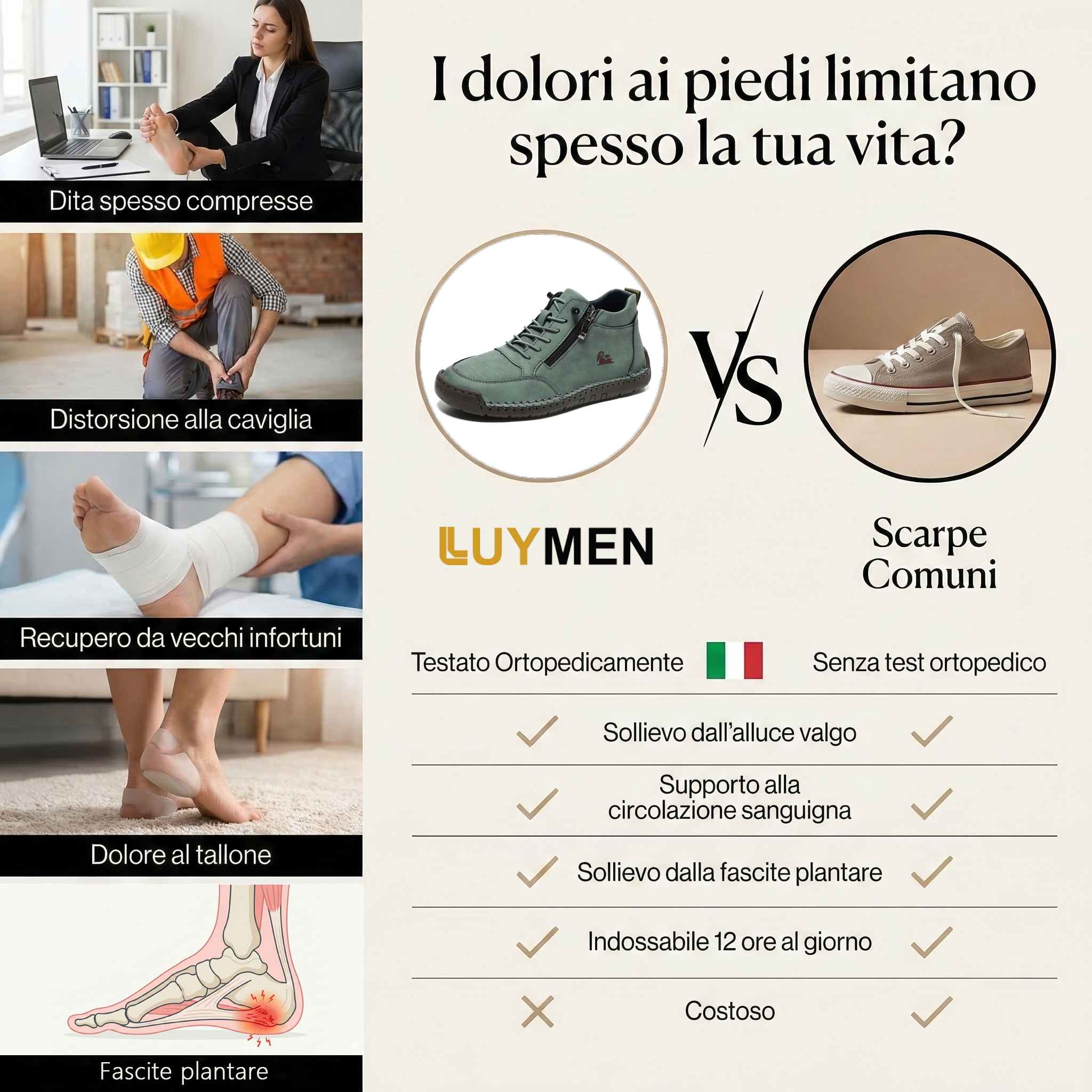 🔥 SCONTO DEL 50% | Scarpe ergonomiche in pelle di prima qualità 👞 Antiscivolo e impermeabili (supporto per il piede, unisex)