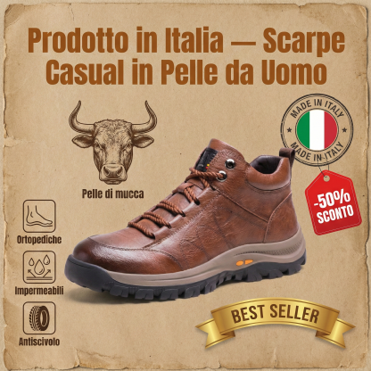 (🔥Sconto del 50% oggi - Non perderlo!) - Scarpe in pelle di vitello italiana morbide e comode - Supporto dell'arco plantare - Impermeabili e antiscivolo