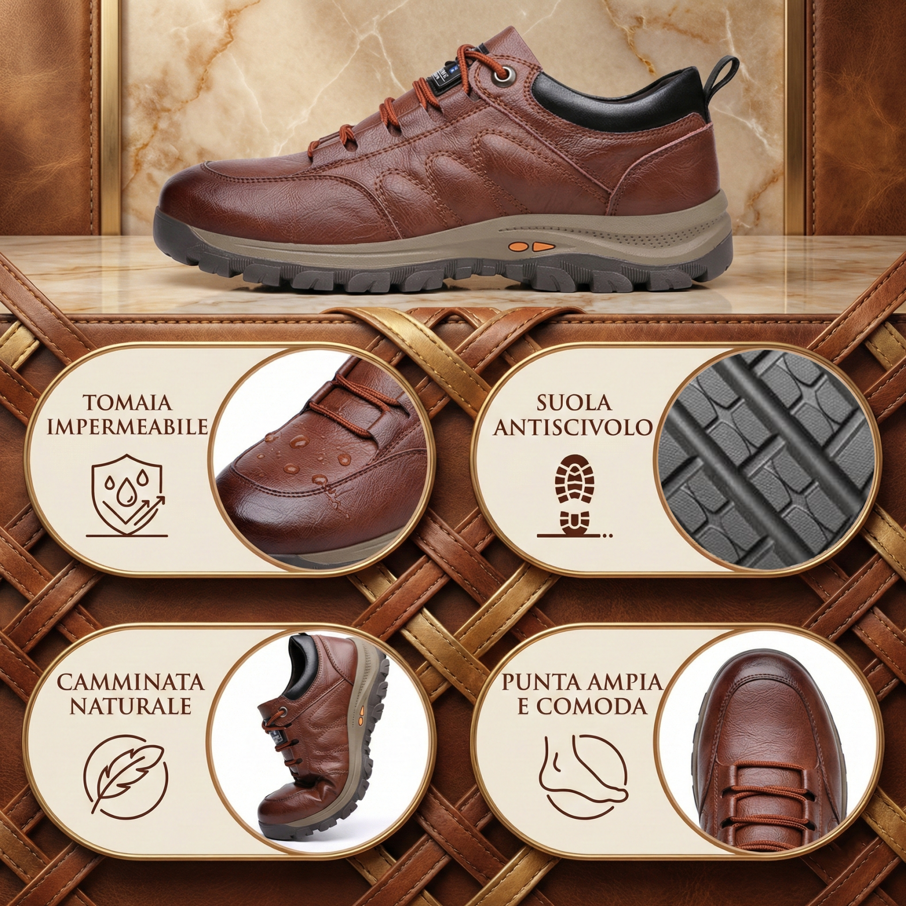 (🔥Sconto del 50% oggi - non perdertelo!) - Scarpe in pelle di vitello italiana morbide e comode - Supporto dell'arco plantare - Sollievo dal dolore