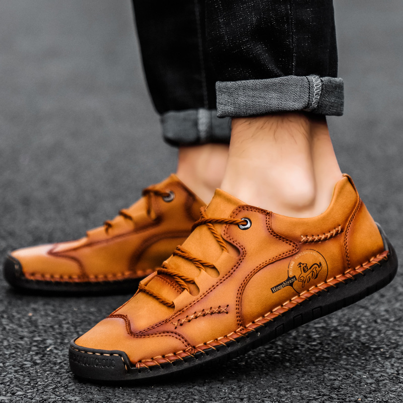 (🔥Sconto del 50% oggi - non lasciartelo sfuggire) - Scarpe in pelle cucite a mano, realizzate con pelle bovina selezionata, morbide e comode (slip-on)