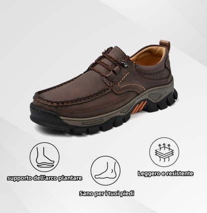 (🔥 Sconto del 50% - Non lasciartelo sfuggire!) Scarpe slip-on in pelle di vitello di alta qualità (disponibili anche con lacci) - Scarpe ortopediche - 👞 - Impermeabili e antiscivolo (supporto dell'arco plantare per una camminata più facile)