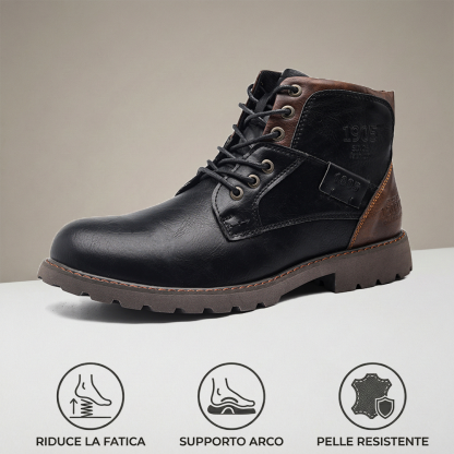 （🔥Sconto 50%）Stivaletti in Pelle di Vitello Premium Fatti a Mano - Design Vintage con Supporto Ortopedico e Finitura Impermeabile