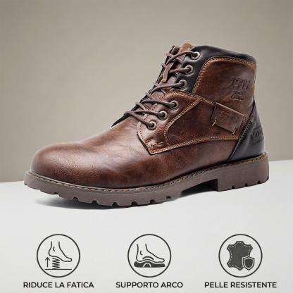 （🔥Sconto 50%）Stivaletti in Pelle di Vitello Premium Fatti a Mano - Design Vintage con Supporto Ortopedico e Finitura Impermeabile