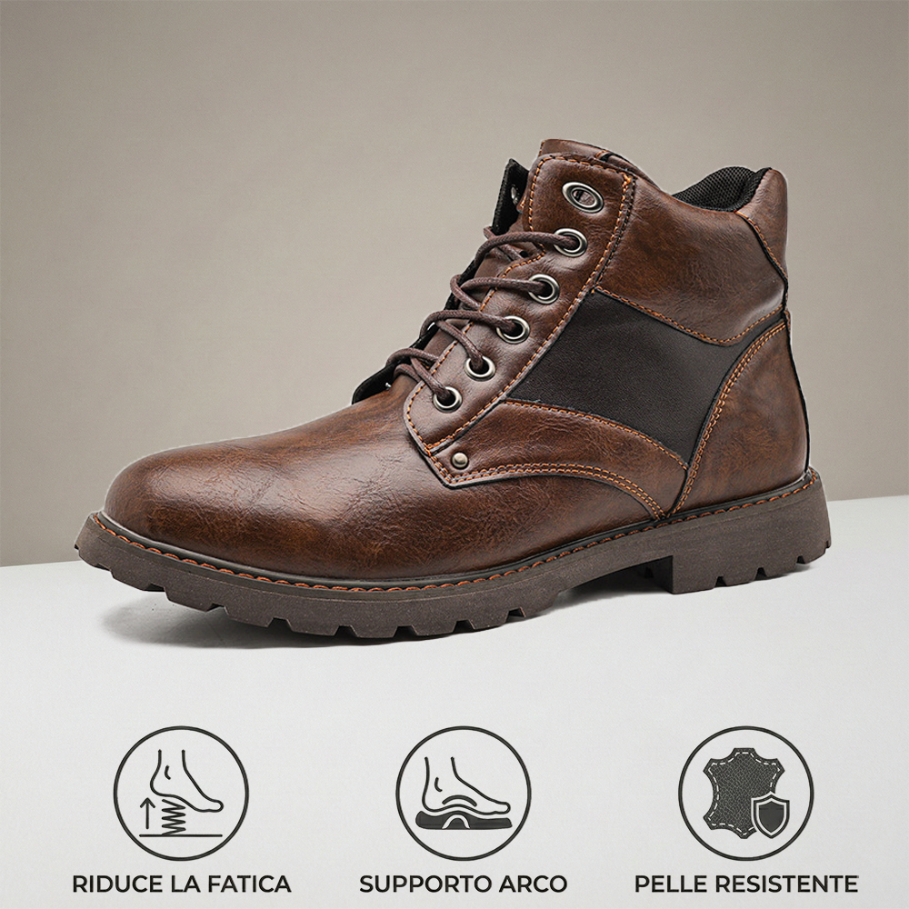 （🔥Sconto 50%）Stivaletti in Pelle di Vitello Premium Fatti a Mano - Design Vintage con Supporto Ortopedico e Finitura Impermeabile