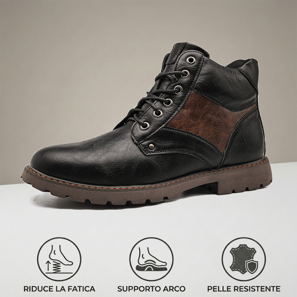 （🔥Sconto 50%）Stivaletti in Pelle di Vitello Premium Fatti a Mano - Design Vintage con Supporto Ortopedico e Finitura Impermeabile