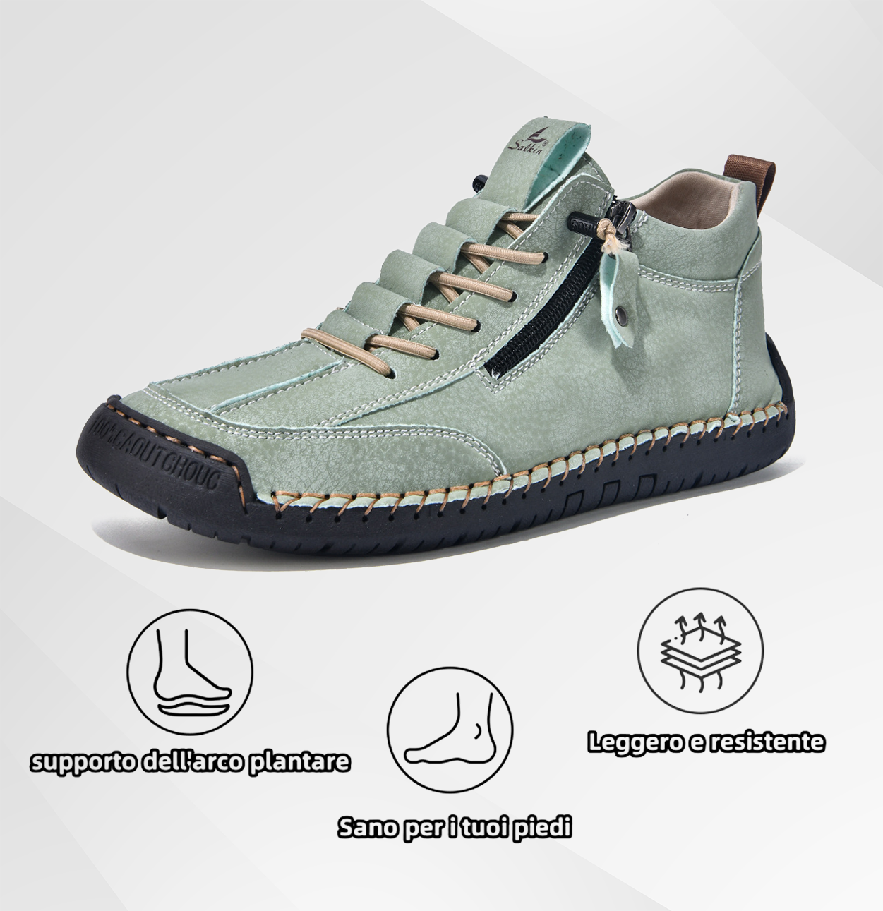 (🔥 Sconto del 50% - Non lasciartelo sfuggire!)Scarpe in Pelle "Zero Fatica": Zip Laterale, Supporto Plantare e suola antiscivolo – il design ergonomico allevia la fatica.