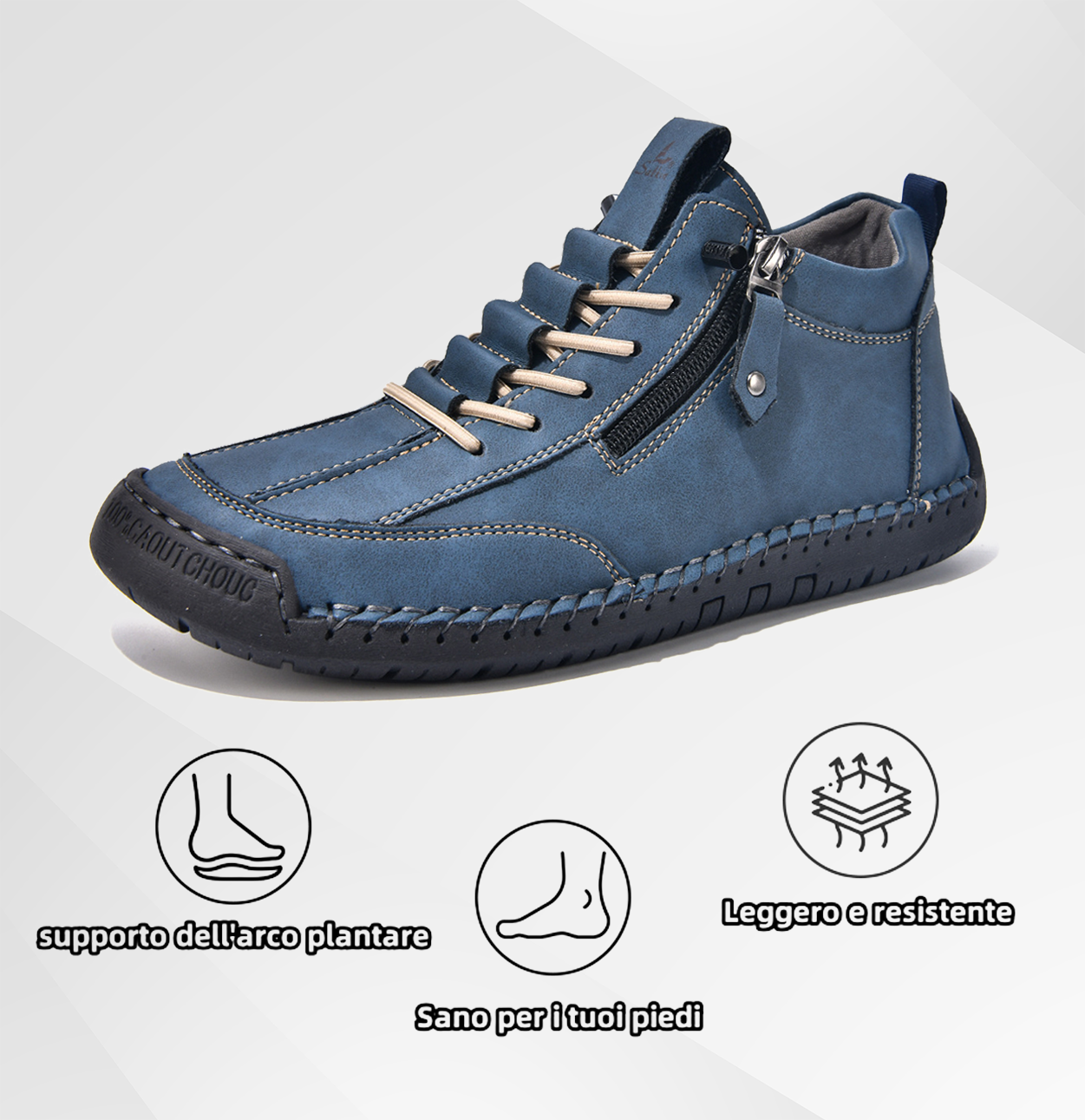(🔥 Sconto del 50% - Non lasciartelo sfuggire!)Scarpe in Pelle "Zero Fatica": Zip Laterale, Supporto Plantare e suola antiscivolo – il design ergonomico allevia la fatica.