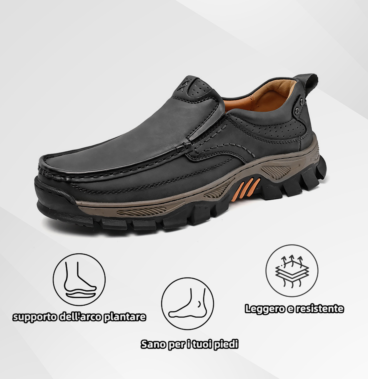 (🔥 Sconto del 50% - Non lasciartelo sfuggire!) Scarpe slip-on in pelle di vitello di alta qualità (disponibili anche con lacci) - Scarpe ortopediche - 👞 - Impermeabili e antiscivolo (supporto dell'arco plantare per una camminata più facile)