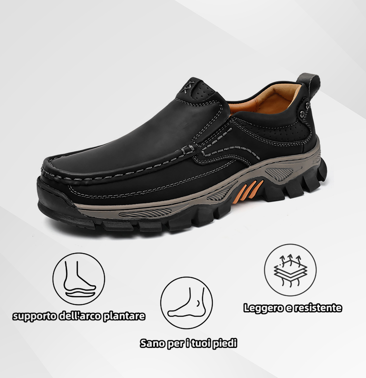 (🔥 Sconto del 50% - Non lasciartelo sfuggire!) Scarpe slip-on in pelle di vitello di alta qualità (disponibili anche con lacci) - Scarpe ortopediche - 👞 - Impermeabili e antiscivolo (supporto dell'arco plantare per una camminata più facile)