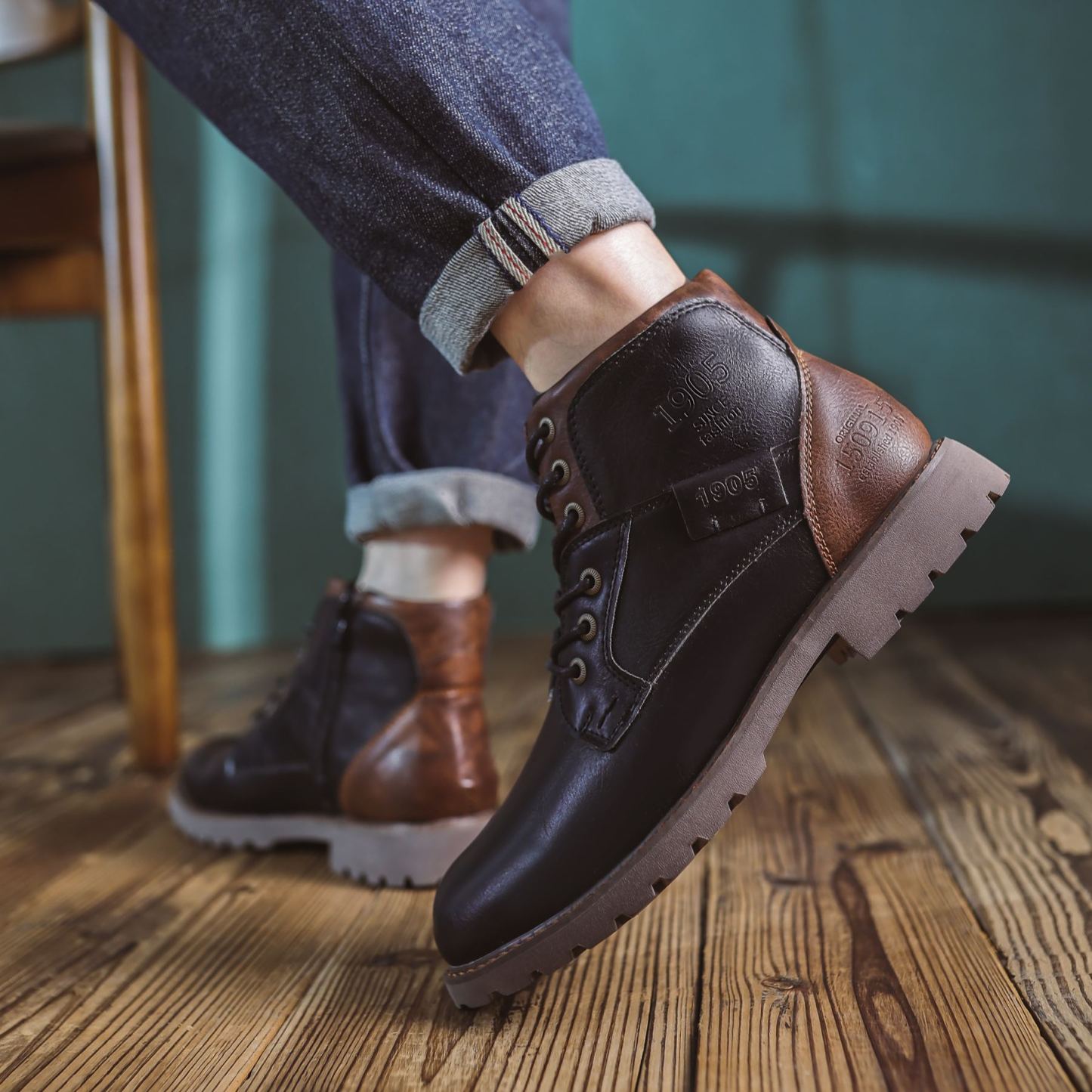 （🔥Sconto 50%）Stivaletti in Pelle di Vitello Premium Fatti a Mano - Design Vintage con Supporto Ortopedico e Finitura Impermeabile