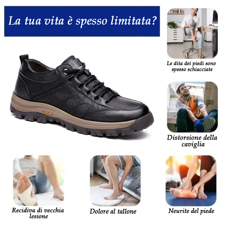 (🔥Sconto del 50% oggi - non perdertelo!) - Scarpe in pelle di vitello italiana morbide e comode - supporto dell'arco plantare - impermeabili e antiscivolo