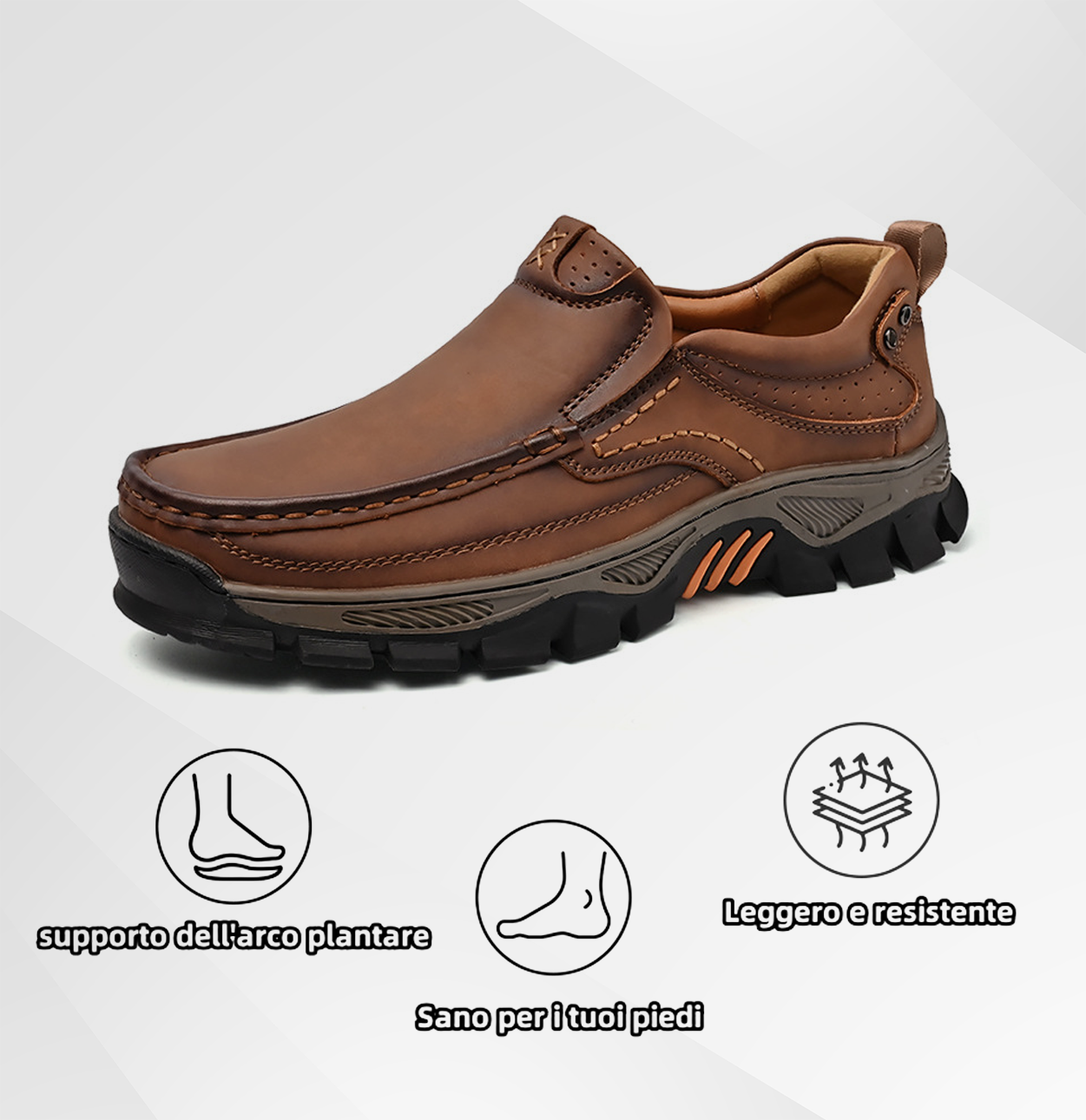 (🔥 Sconto del 50% - Non lasciartelo sfuggire!) Scarpe slip-on in pelle di vitello di alta qualità (disponibili anche con lacci) - Scarpe ortopediche - 👞 - Impermeabili e antiscivolo (supporto dell'arco plantare per una camminata più facile)