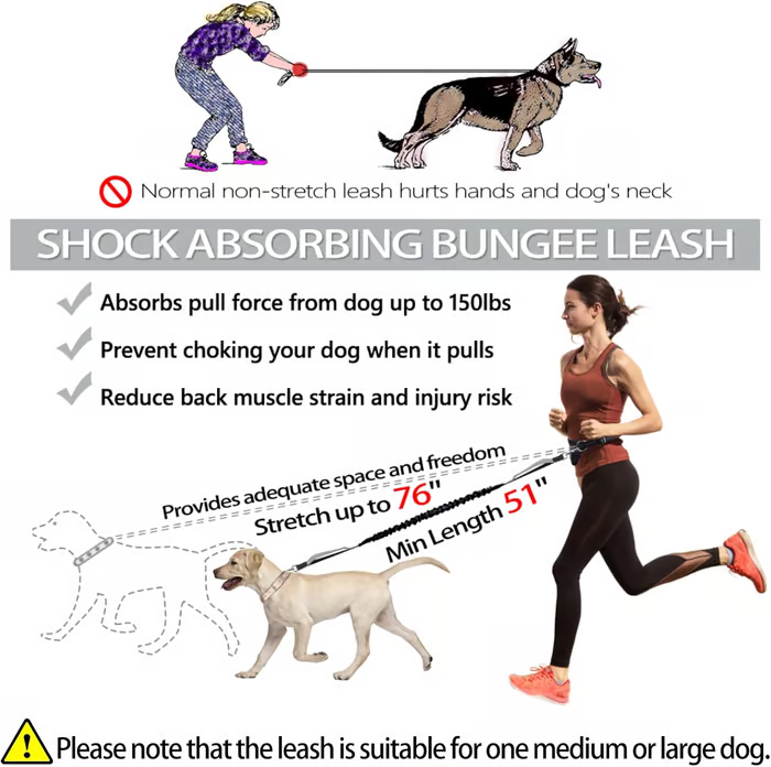 Hands-free Dog Leash with Practical Waist Bag