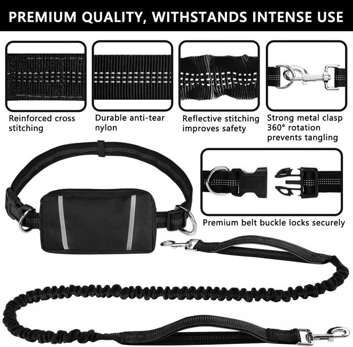 Hands-free Dog Leash with Practical Waist Bag