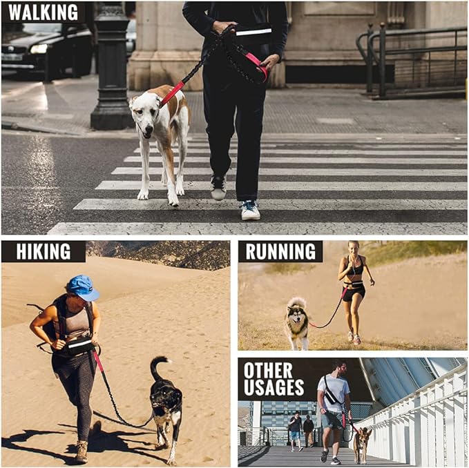 Hands-free Dog Leash with Practical Waist Bag