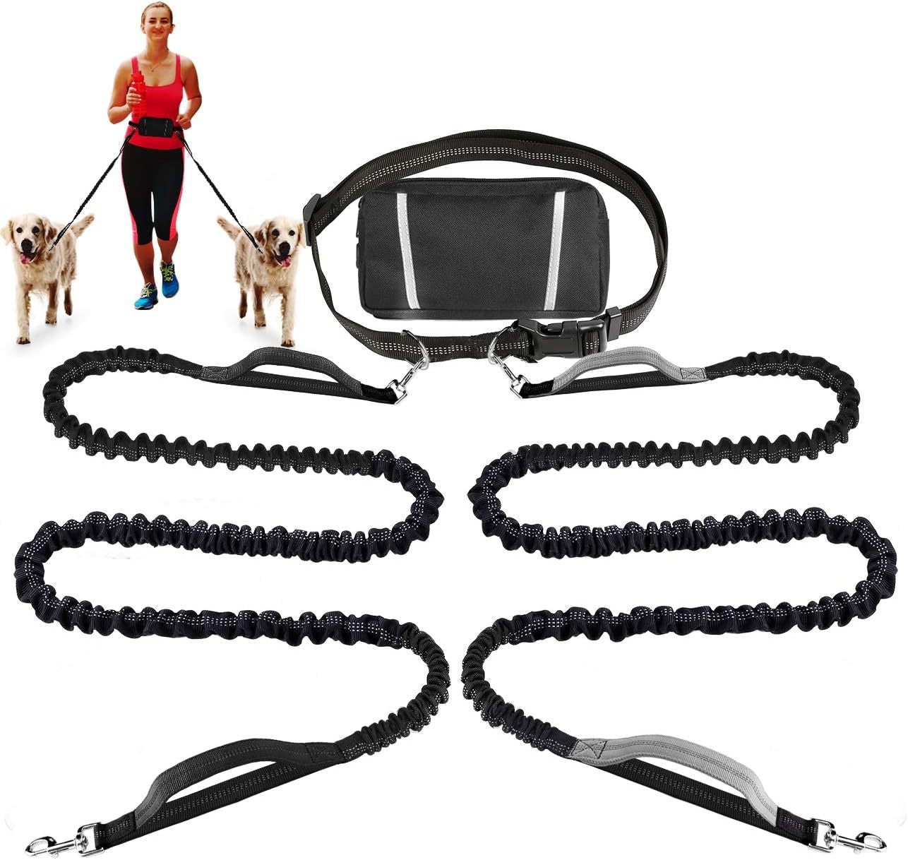 Hands-free Dog Leash with Practical Waist Bag