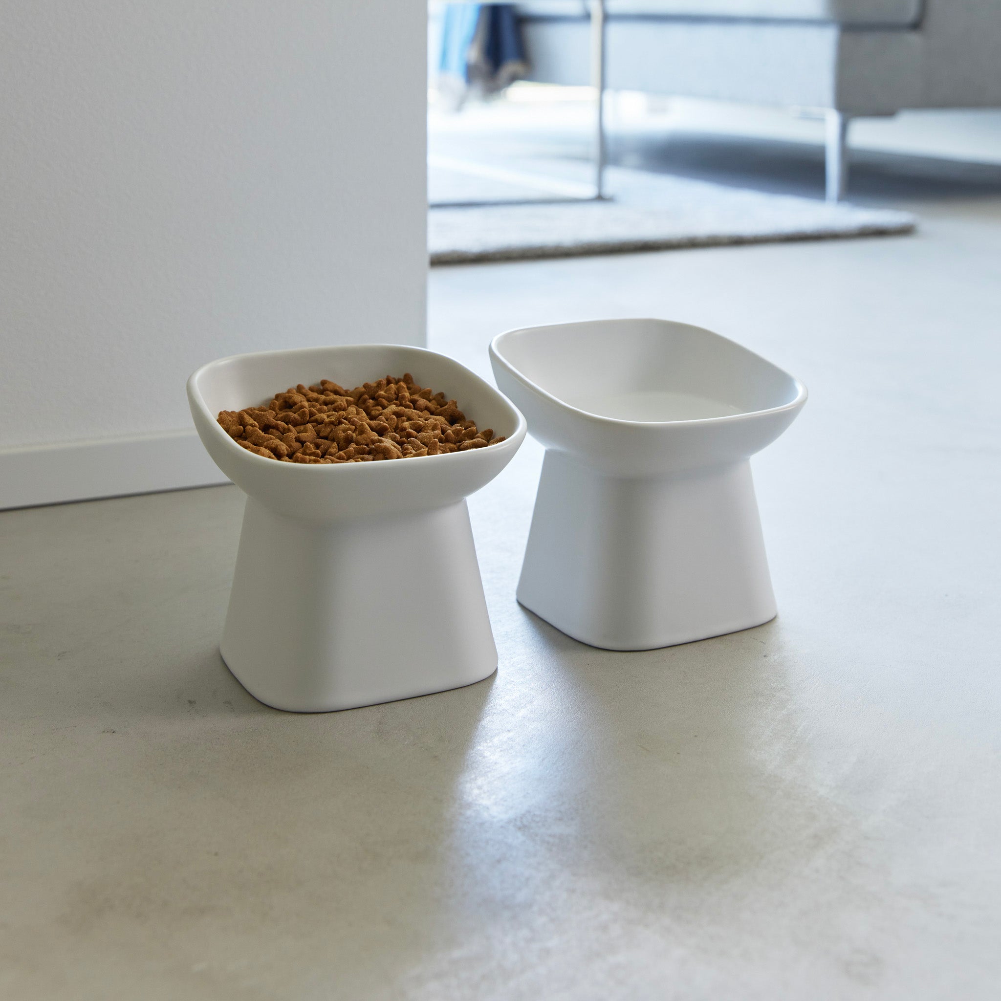 Angled Ceramic Pet Food Bowl