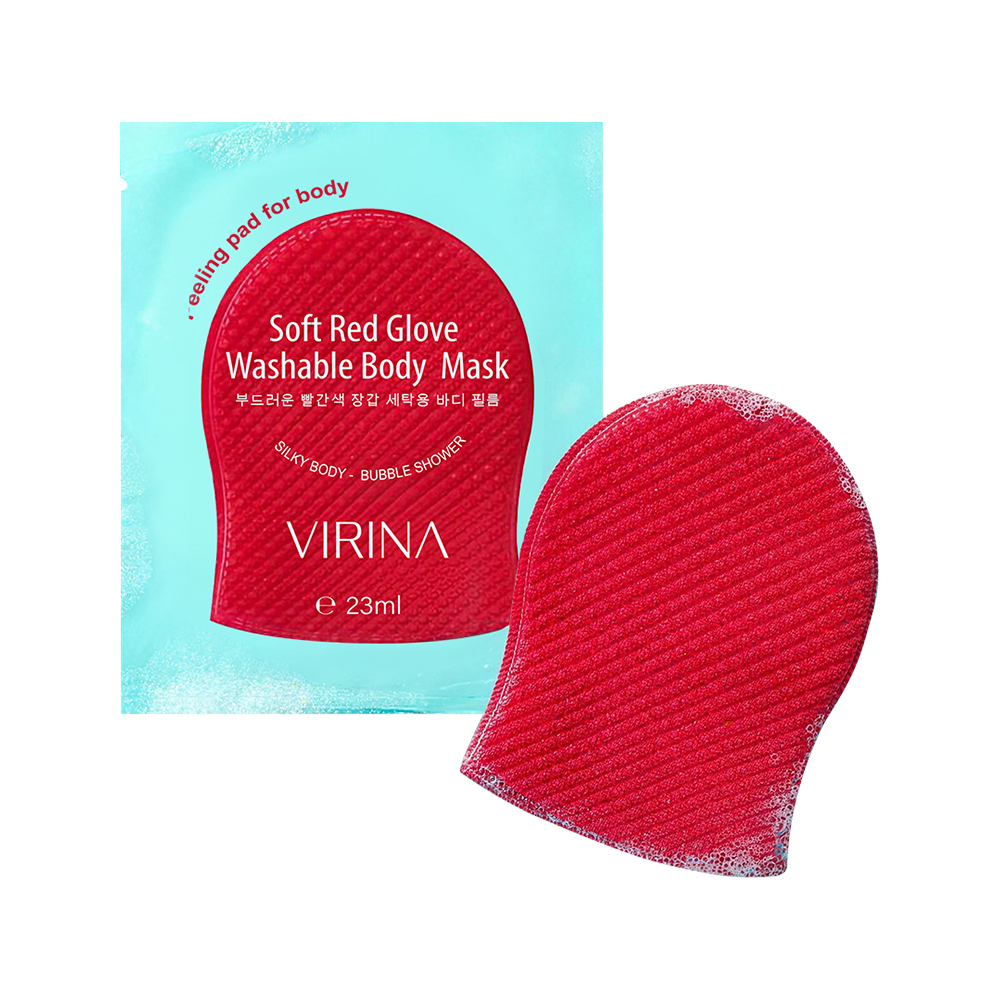 Private Label Korean Cosmetics Soft Red Glove Washable Body Mask