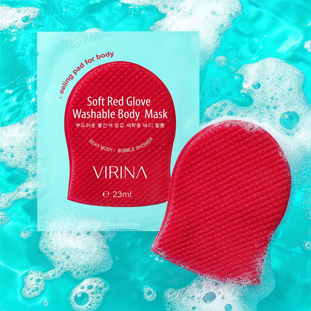 Private Label Korean Cosmetics Soft Red Glove Washable Body Mask
