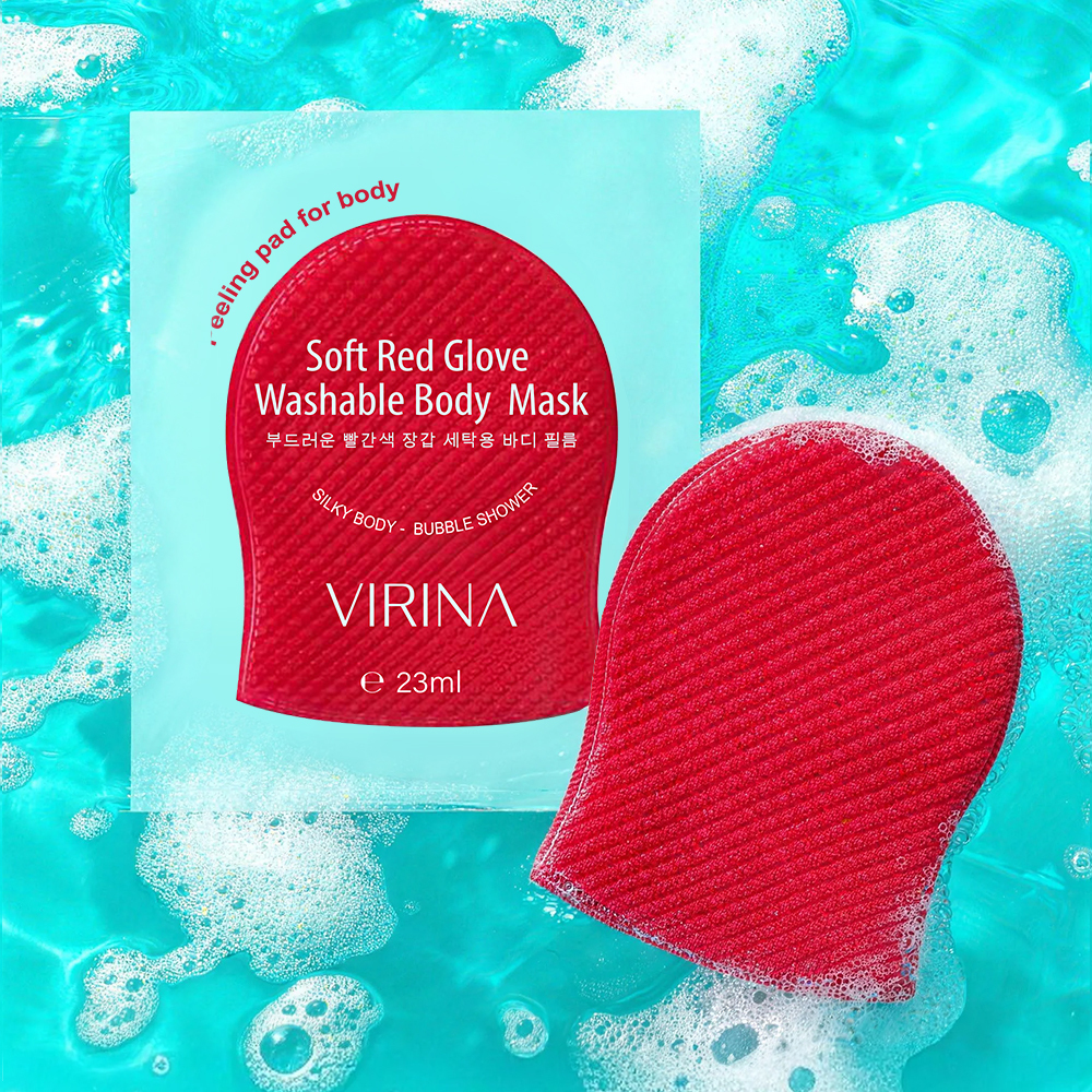 Private Label Korean Cosmetics Soft Red Glove Washable Body Mask