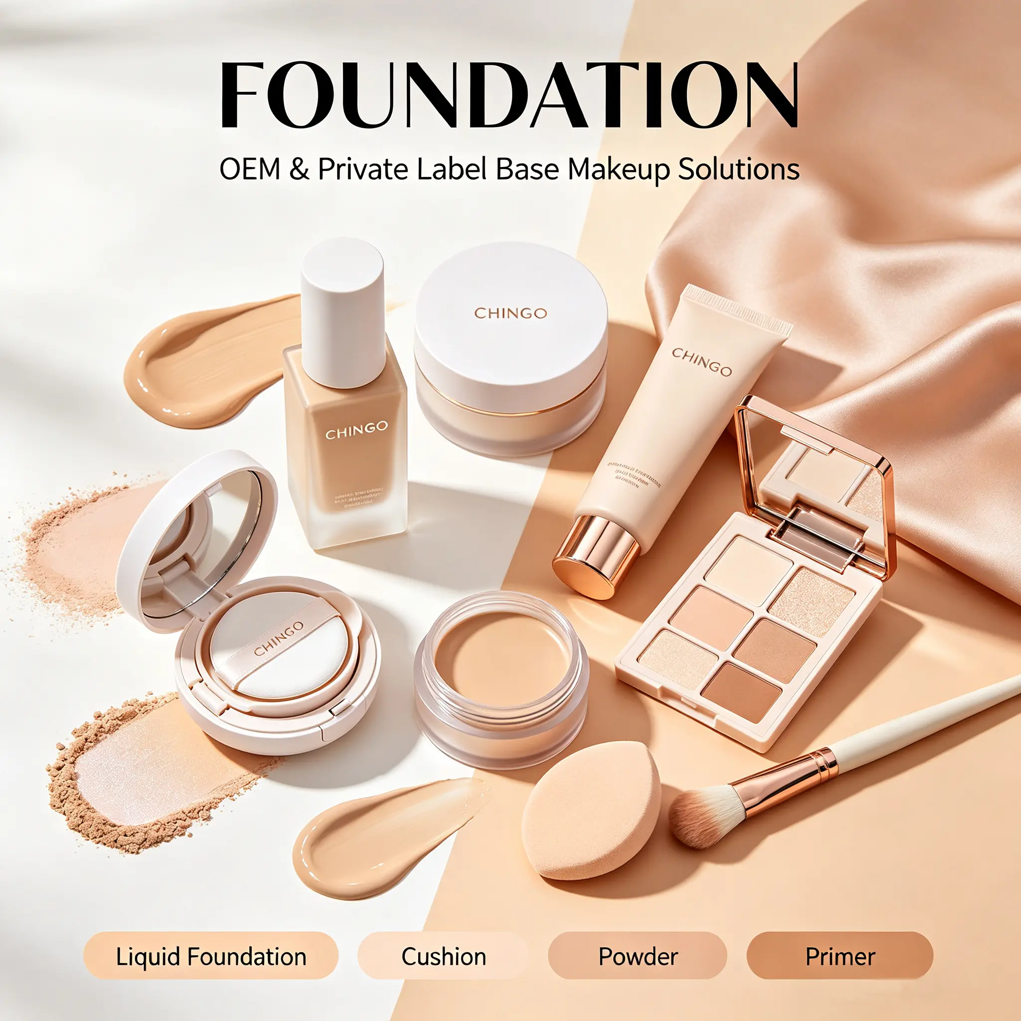 Foundation OEM Manufacturer | Private Label Cushion & Liquid Foundation | Chingo