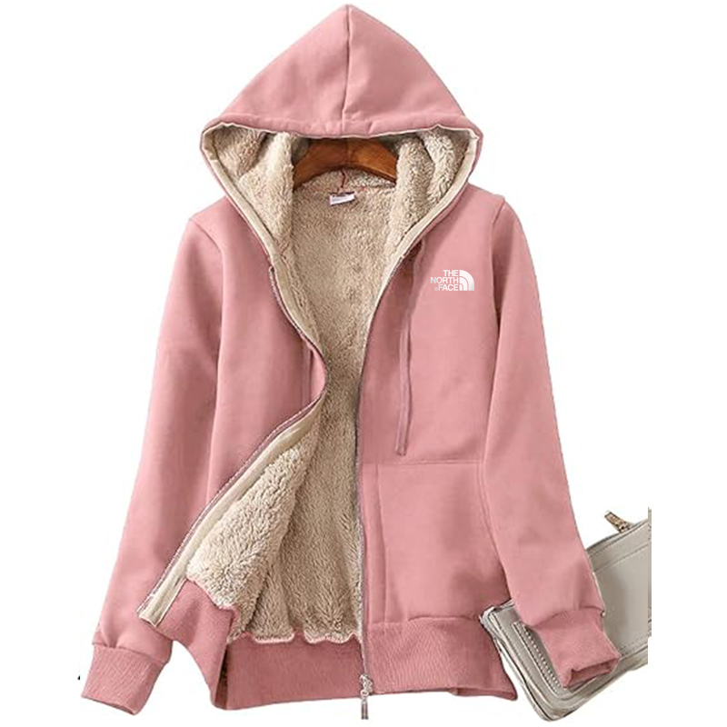 TNF Women's Casual Full Zip Up Sherpa Lined Hoodie Sweatshirt Jacket Coat