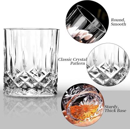 Juego de 2 vasos de whisky de diamante de 300 ml, vasos de whisky escocés, bourbon, brandy, ron, cóctel, hogar, bar, fiesta, hombres