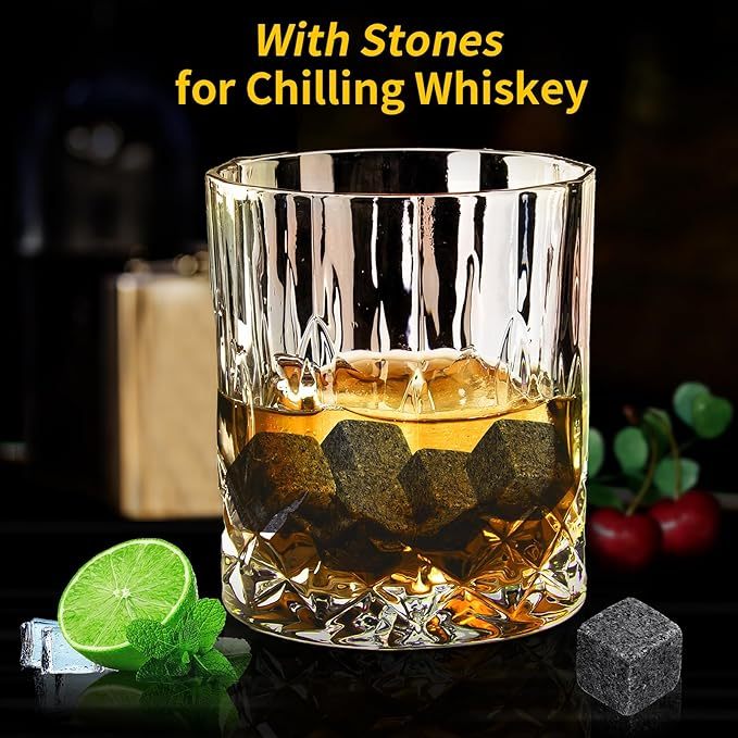 Juego de 2 vasos de whisky de diamante de 300 ml, vasos de whisky escocés, bourbon, brandy, ron, cóctel, hogar, bar, fiesta, hombres